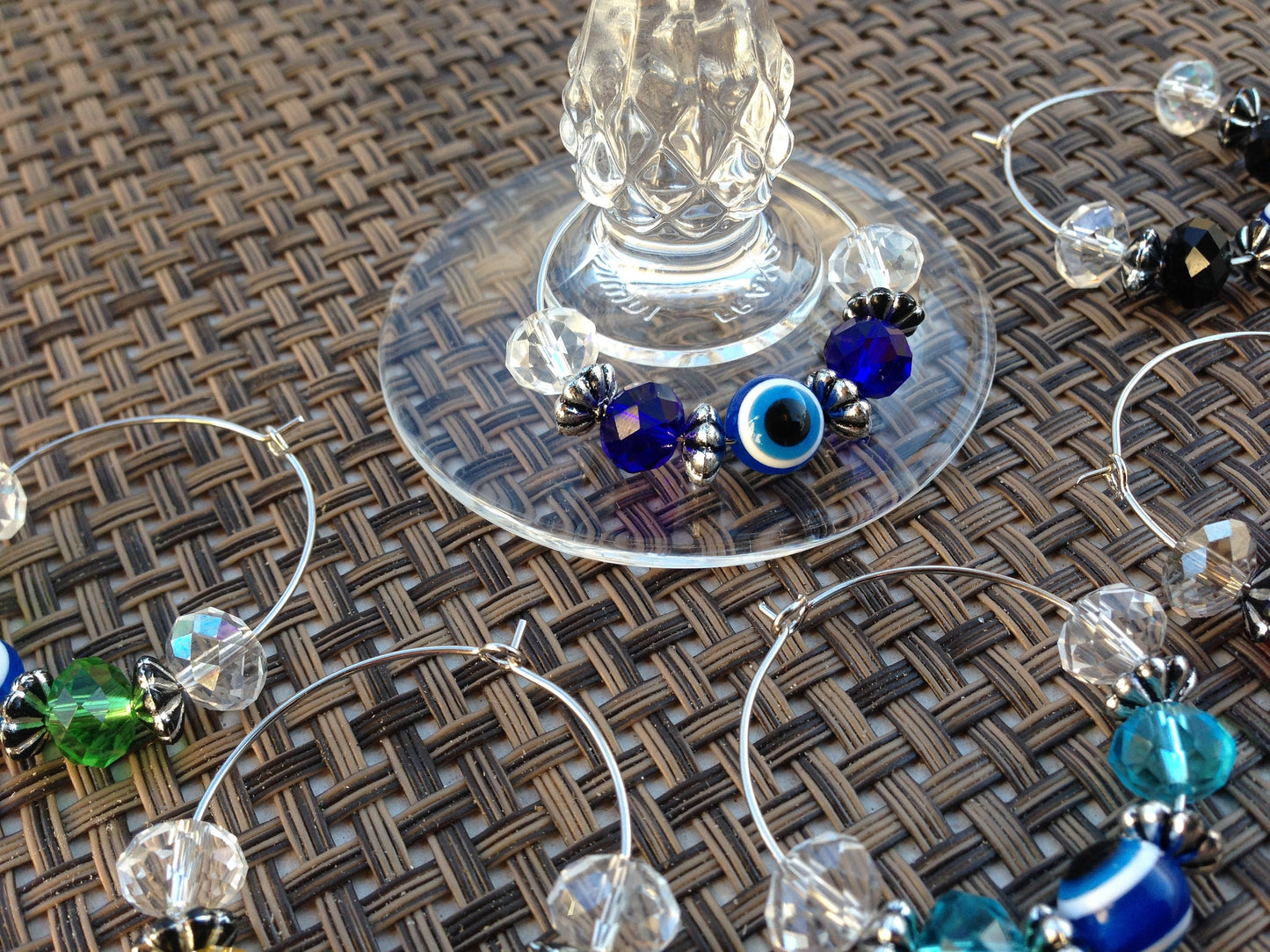 Evil eye party glass charms - Set of 6 - Table decoration