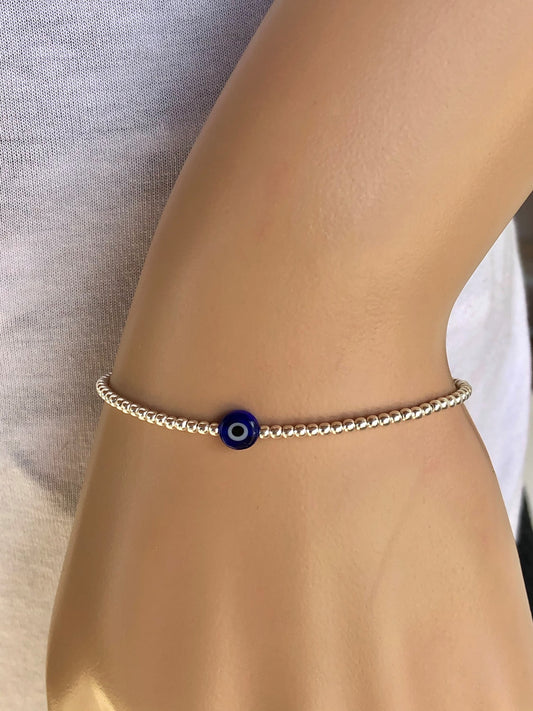 Bracelet oeil bleu en argent 925 - Bijou femme