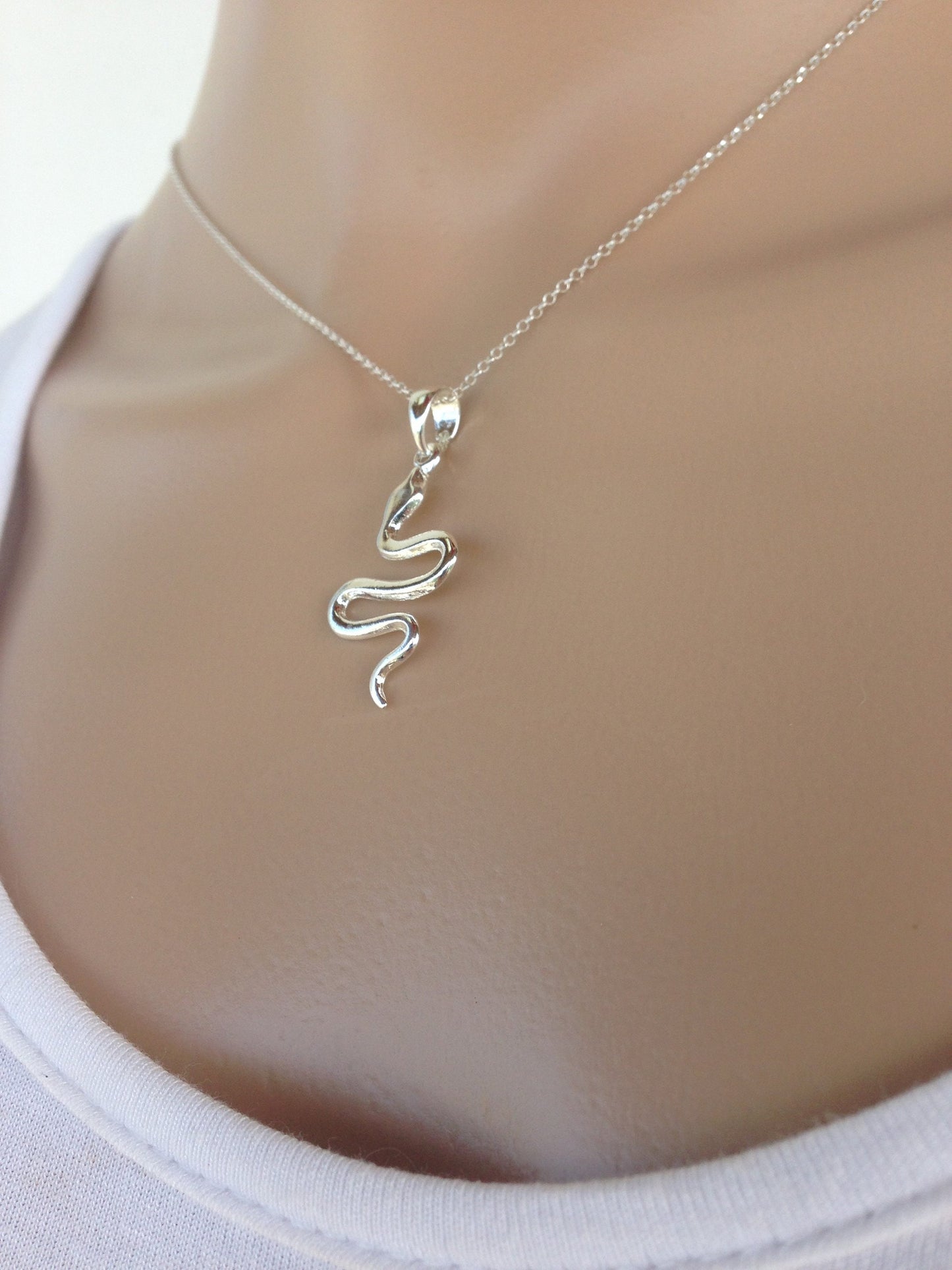 Women's silver snake pendant necklace