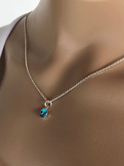 Tiny Evil Eye Necklace | 925 Sterling Silver | Greek Protection Jewelry