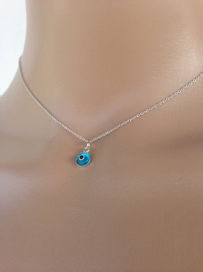 Tiny Evil Eye Necklace | 925 Sterling Silver | Greek Protection Jewelry