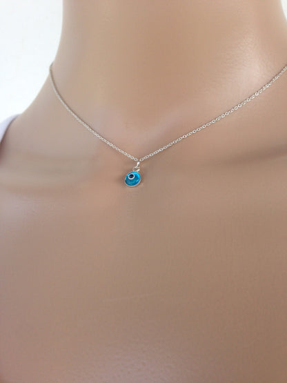 Tiny Evil Eye Necklace | 925 Sterling Silver | Greek Protection Jewelry