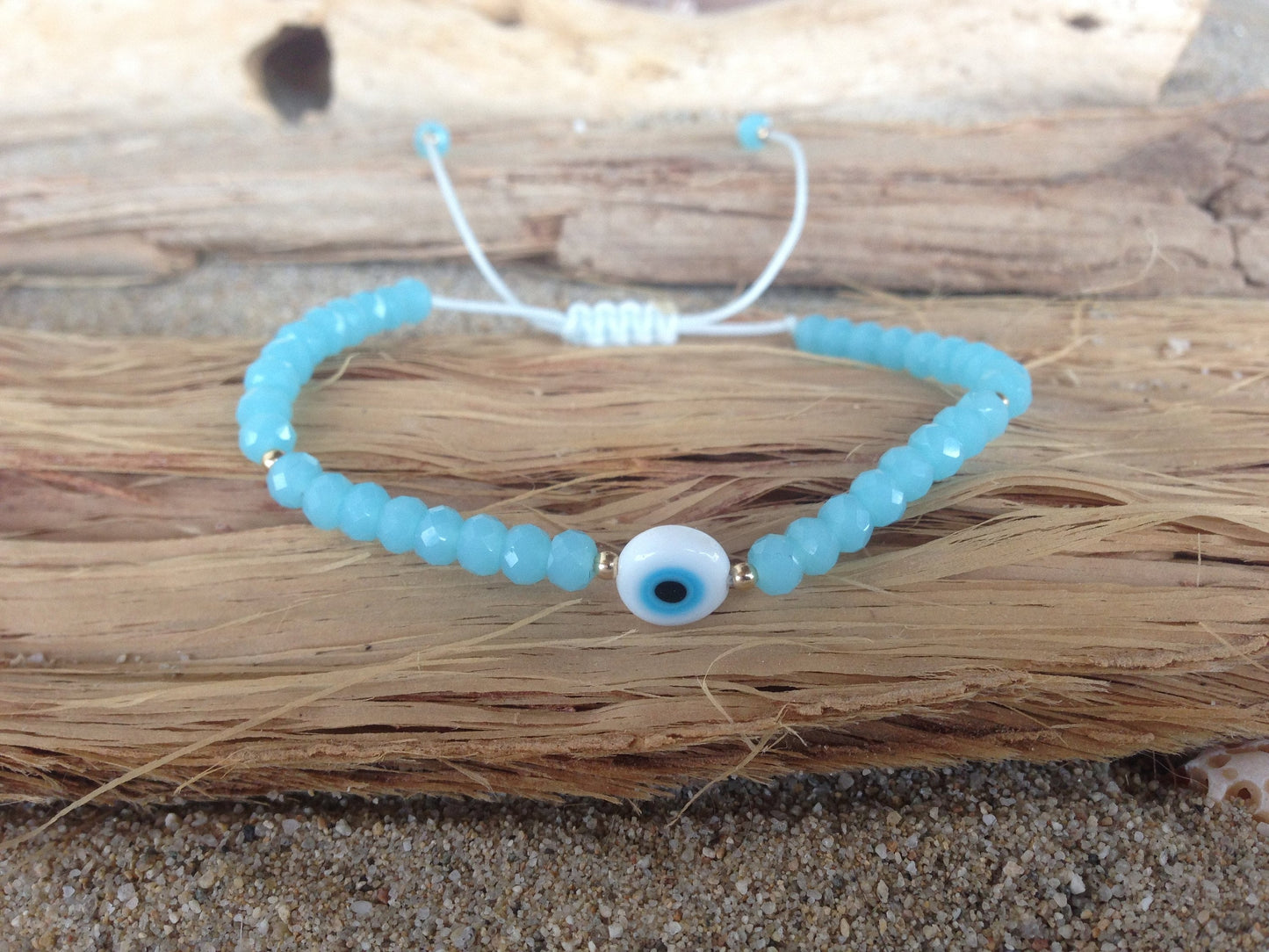 Gold Filled Evil Eye Bracelet - Blue Beaded Bracelet - Women's Gift -  Greek Jewelry