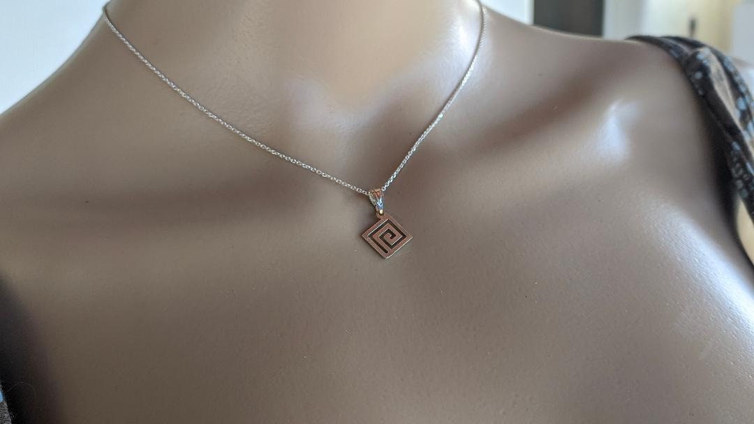 Silver Greek Meander pendant necklace