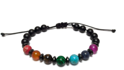 Bracelet pierres precieuses 7 chakras - Bracelet Unisex