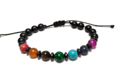 Bracelet pierres precieuses 7 chakras - Bracelet Unisex