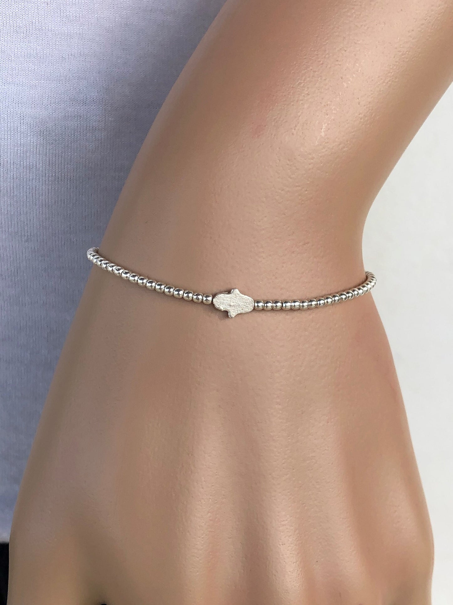 Dainty hamsa hand  bracelet, Sterling silver bracelet, protection jewelry