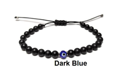 Adjustable Evil Eye Onyx Bracelet - Gift for Her or for Him - Gemstone Bracelet