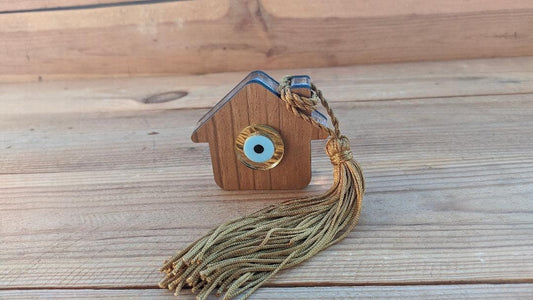 Evil eye wooden ornament, home protection, new years 2020 gift, good luck charm