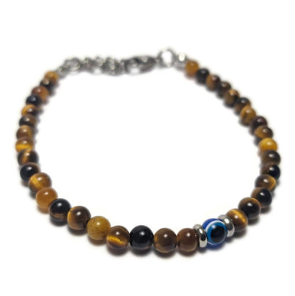 Tiny Men's Evil Eye Tiger Bracelet | Greek Protection Jewelry