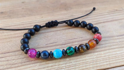 Bracelet pierres precieuses 7 chakras - Bracelet Unisex