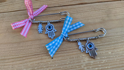 Evil Eye Hamsa Safety Pin - Baby Protection - Baby Gift