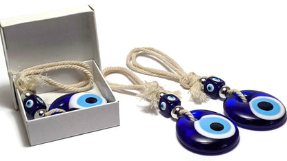 Evil Eye Glass Charm Wall Hanging - Greek Gift for House Protection