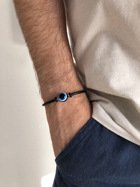 Greek rubber evil eye bracelet - Men's & women's gift