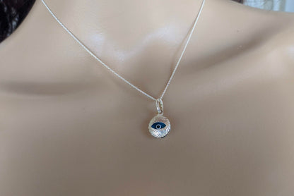 Sterling Silver Evil Eye Necklace | Double-Sided Charm for Women's Protection