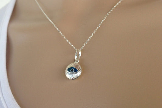 Sterling Silver Evil Eye Necklace | Double-Sided Charm for Women's Protection