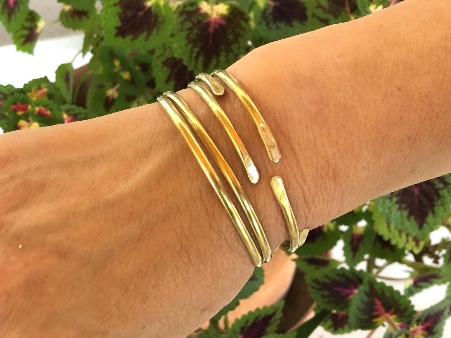 Brass raw bangle bracelets - Stacking bracelets - One to five