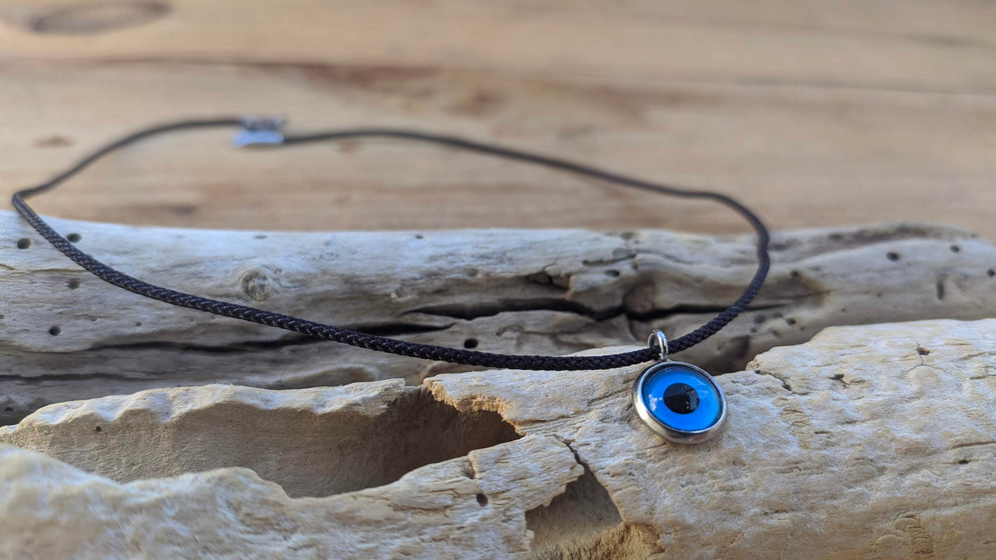 Tiny Evil eye pendant necklace, Greek pendant, evil eye charm made in Greece