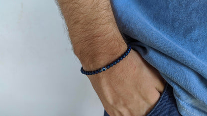 Bracelet hématite oeil bleu pour hommes - Bracelet de protection pour lui - Cadeau pour lui