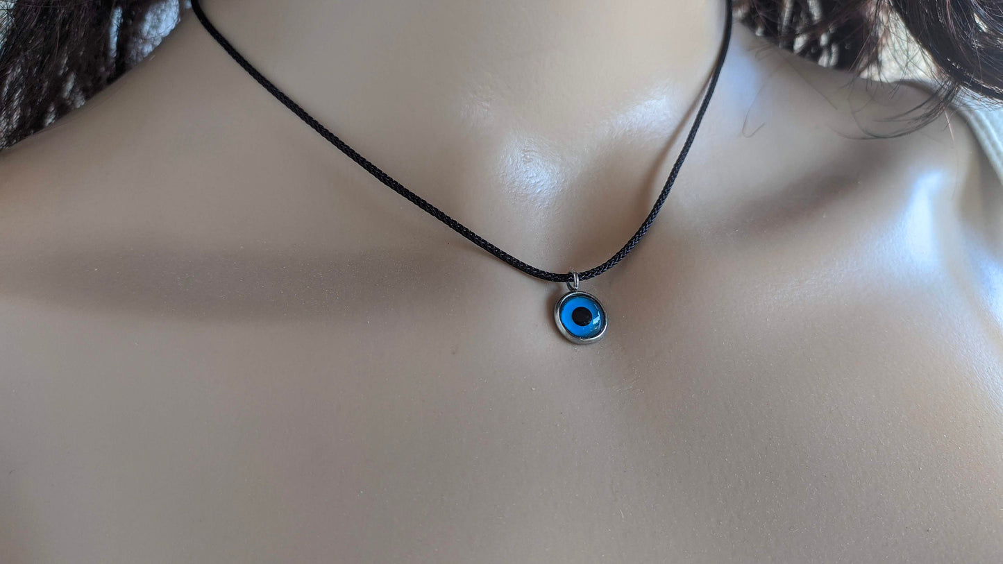 Tiny Evil eye pendant necklace, Greek pendant, evil eye charm made in Greece