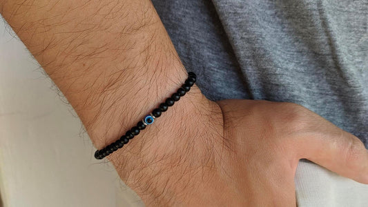 Bracelet Onyx Oeil Bleu Homme - Protection Homme - Cadeau pour lui