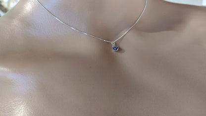 Super Tiny Evil Eye Necklace | Sterling Silver Minimalist Pendan