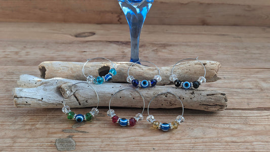 Evil Eye Party Glass Charms - Set of 6 - Table Decoration