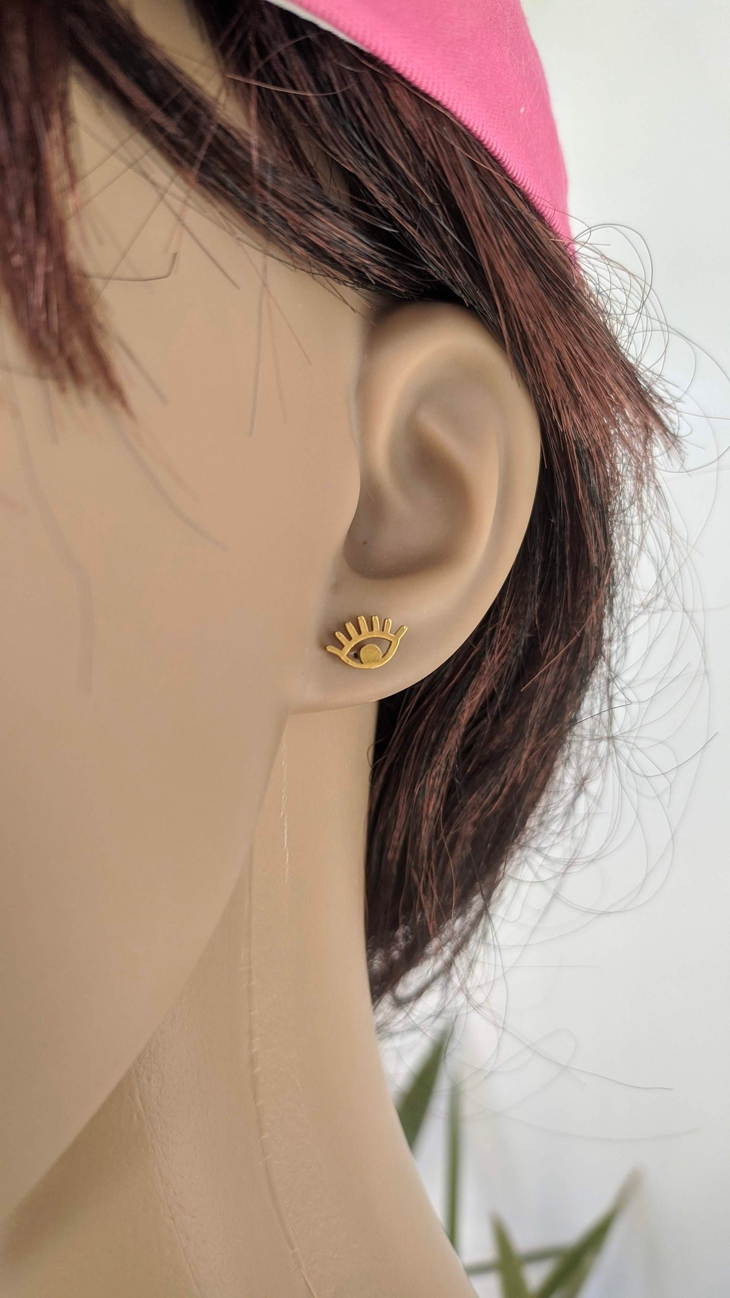 Tiny gold or silver evil eye stud earrings - Stainless steel earrings - Greek gift