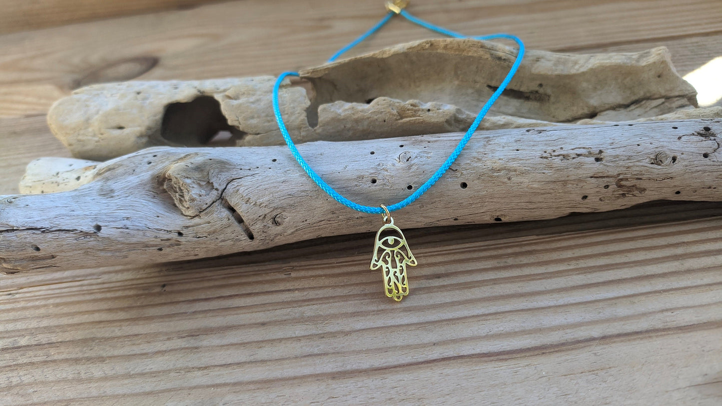 Hamsa hand necklace - Good luck charm - Stainless jewelry