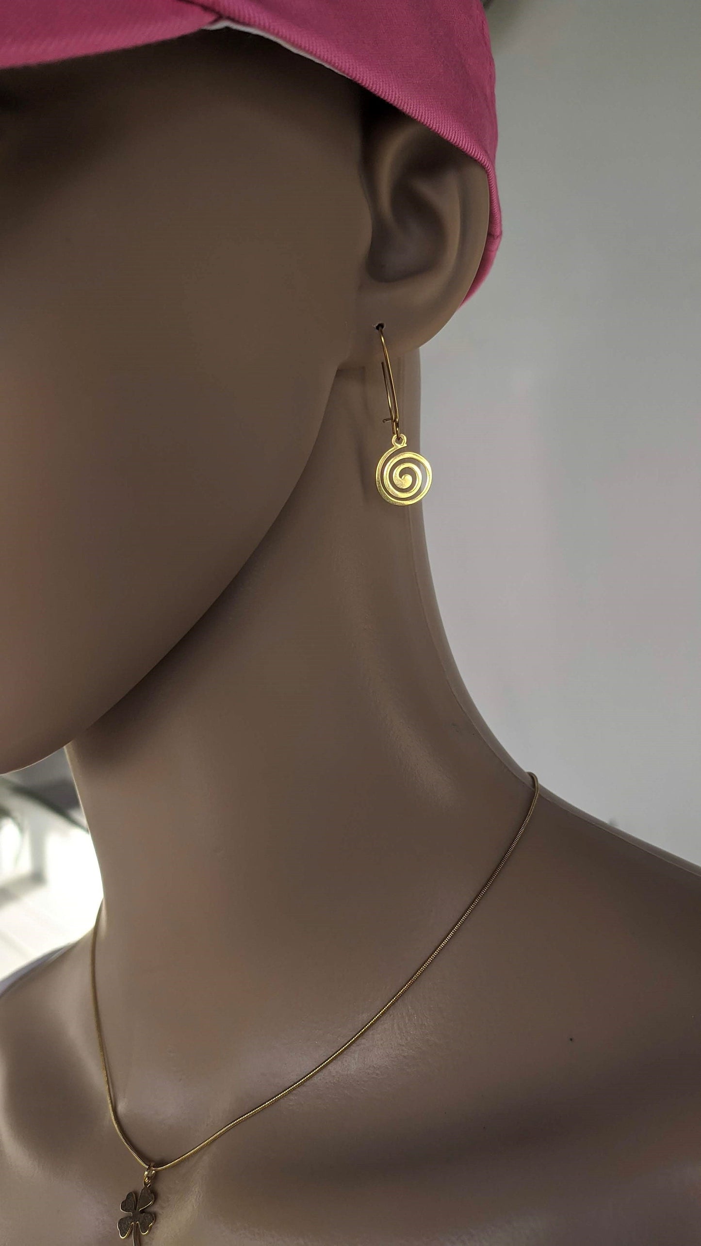 Gold Greek Spiral Earrings - Stainless Steel Earrings - Greek gift