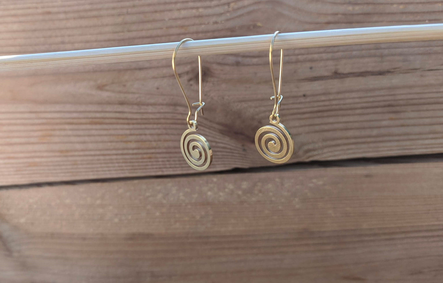 Gold Greek spiral earrings - Stainless steel earrings - Greek gift