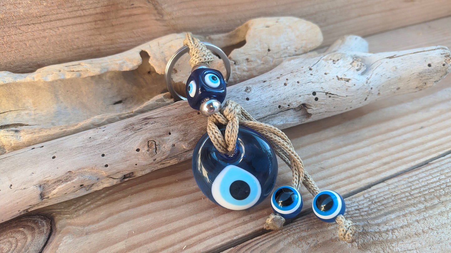 Glass Evil eye keychain - Bag charm - New car gift