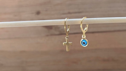 Single hoop earrings – Evil eye - hamsa hand Stainless steel earrings