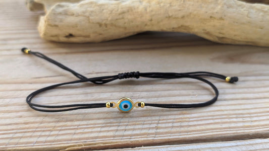 Tiny Gold Plated Evil Eye Bracelet | Protection Jewelry for Her