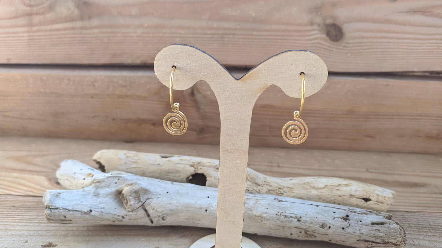 Gold Greek spiral earrings - Stainless steel earrings - Greek gift