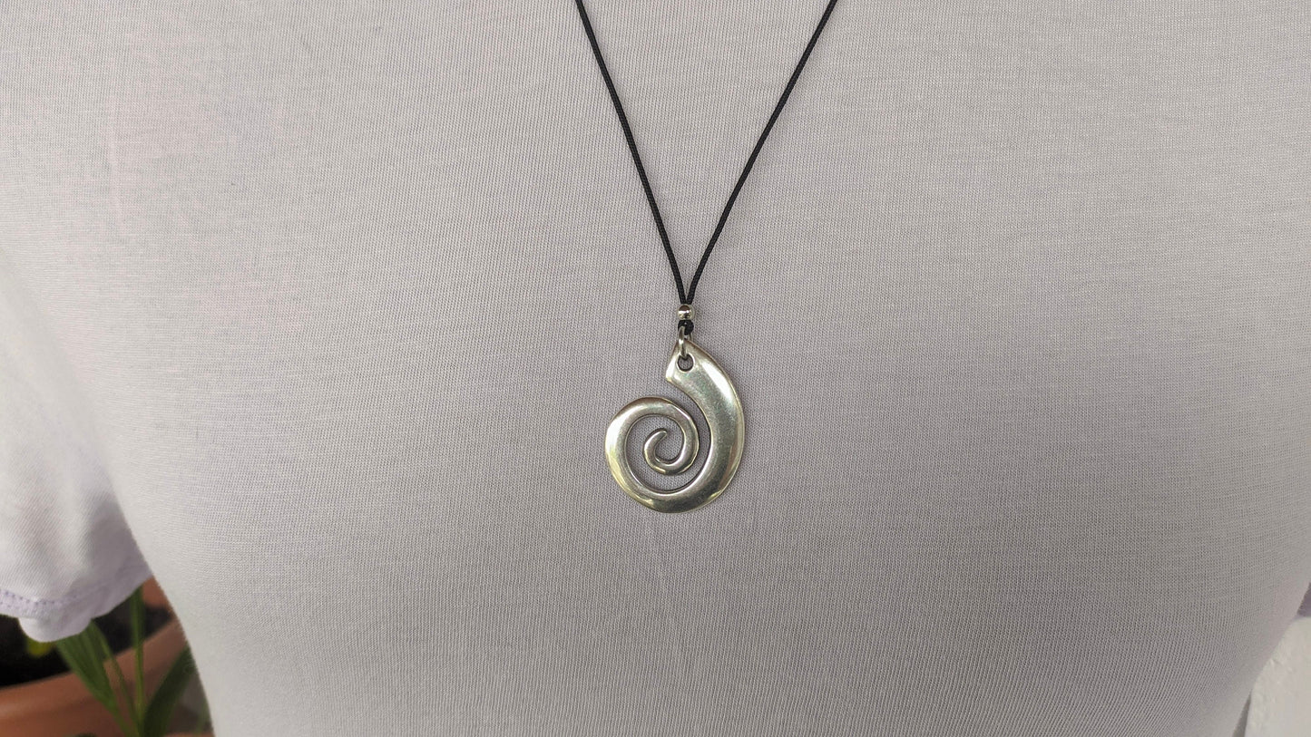Adjustable Men's spiral silver pendant - Greek jewelry - Gift for him