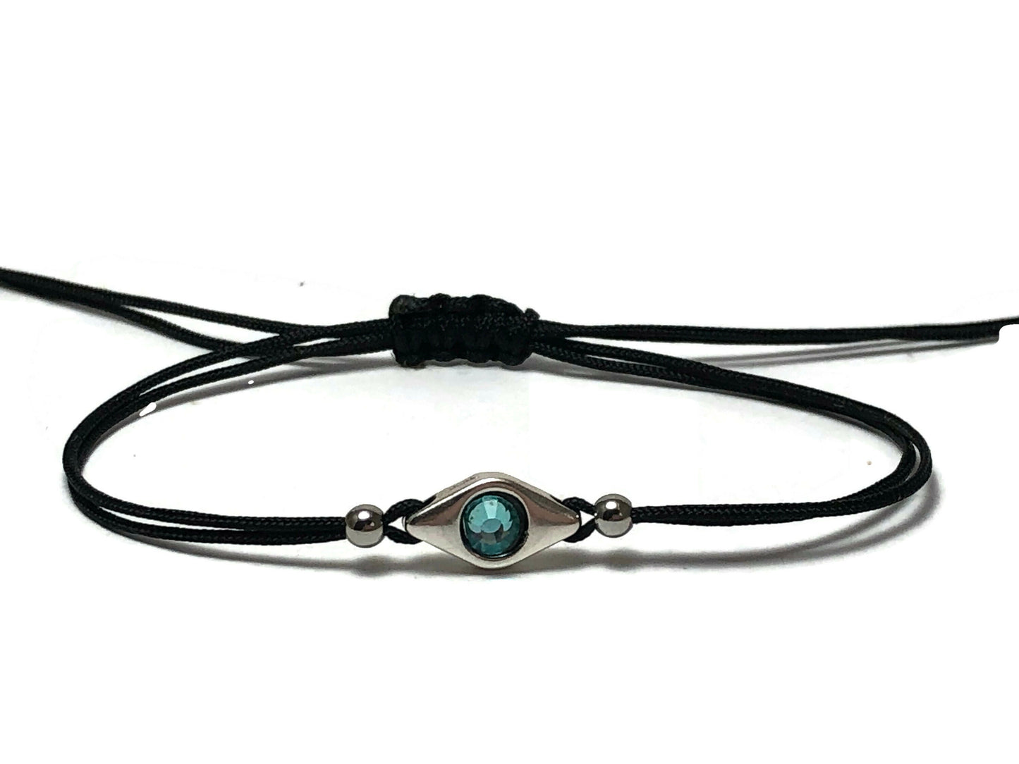 Adjustable Evil eye bracelet - good luck bracelet -Rhinestone bracelet - gift for her