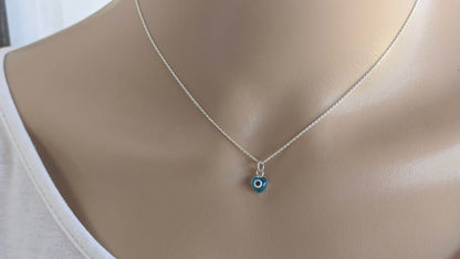 Tiny Evil Eye Heart Pendant Necklace | 925 Sterling Silver