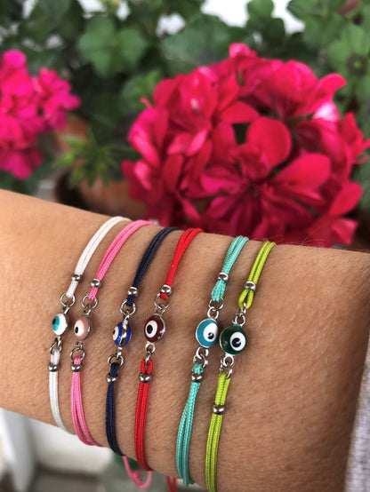 Stainless Enamel Tiny Evil Eye Bracelet | Symbolic Good Luck Gift