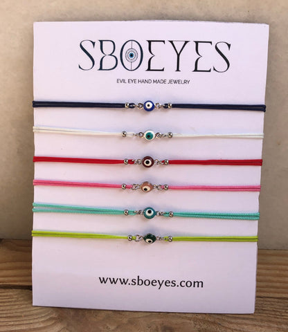 Stainless Enamel Tiny Evil Eye Bracelet | Symbolic Good Luck Gift