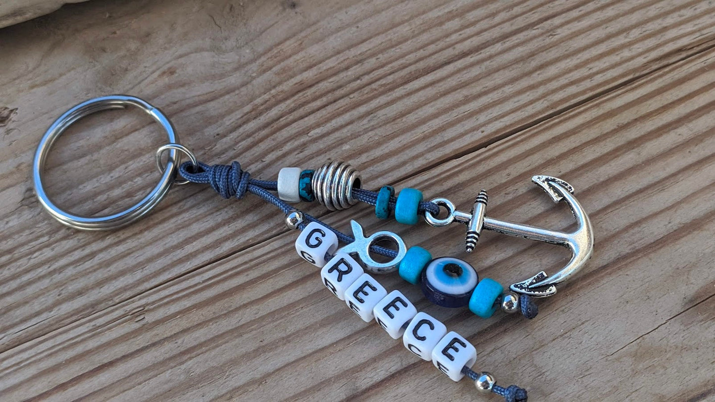 Anchor evil eye keychain - Made in Greece