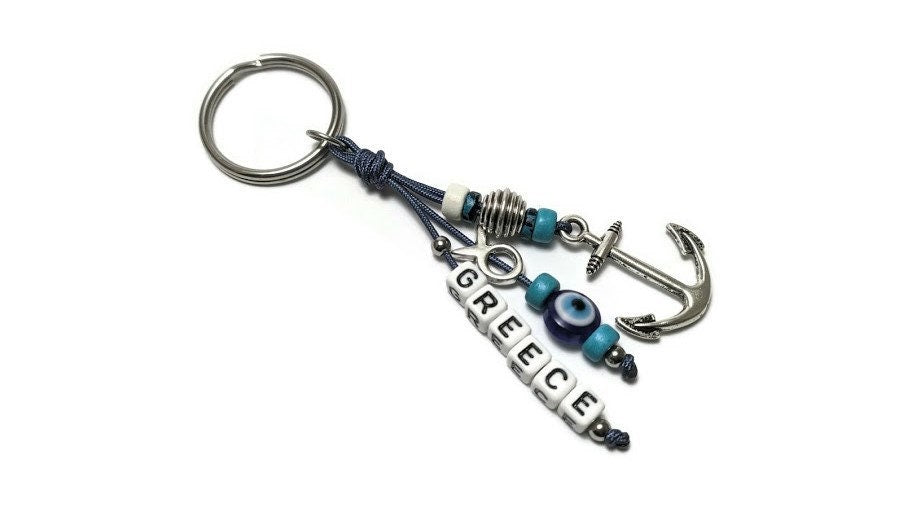 Anchor evil eye keychain - Made in Greece