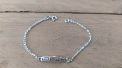 Silver meander bracelet, Sterling Greek key bracelet