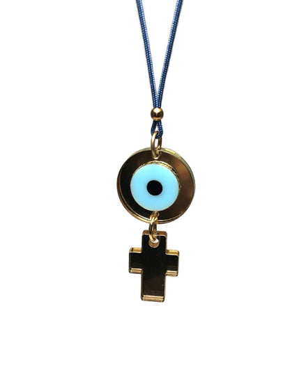 Evil eye cross car charm -  Vehicle mirror charm - Car protection