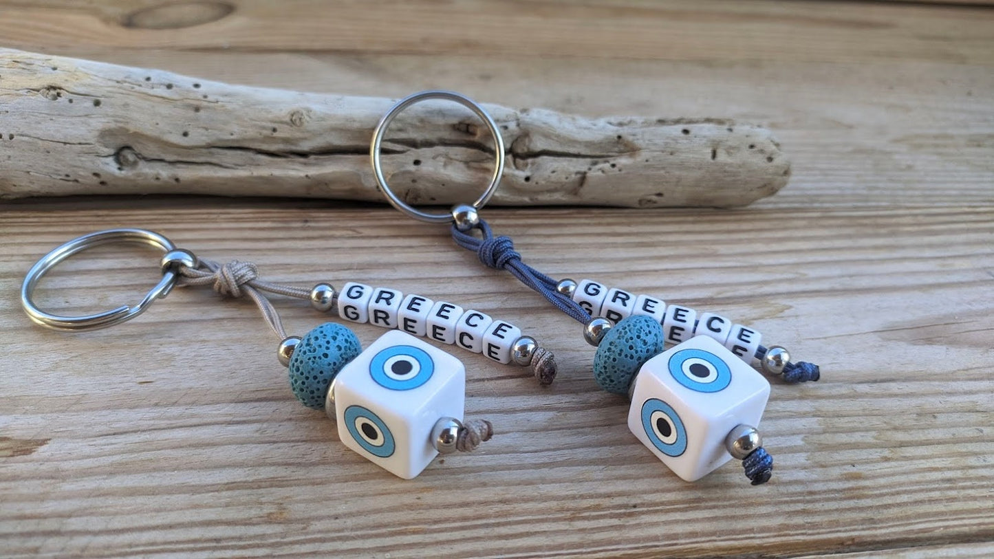 Εvil eye cube keychain - Greek gift - Made in Greece keychain