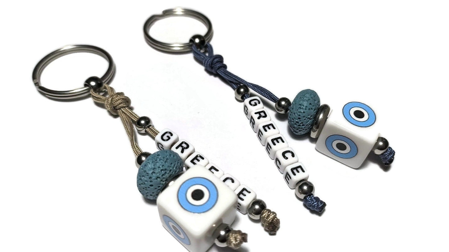 Εvil eye cube keychain - Greek gift - Made in Greece keychain
