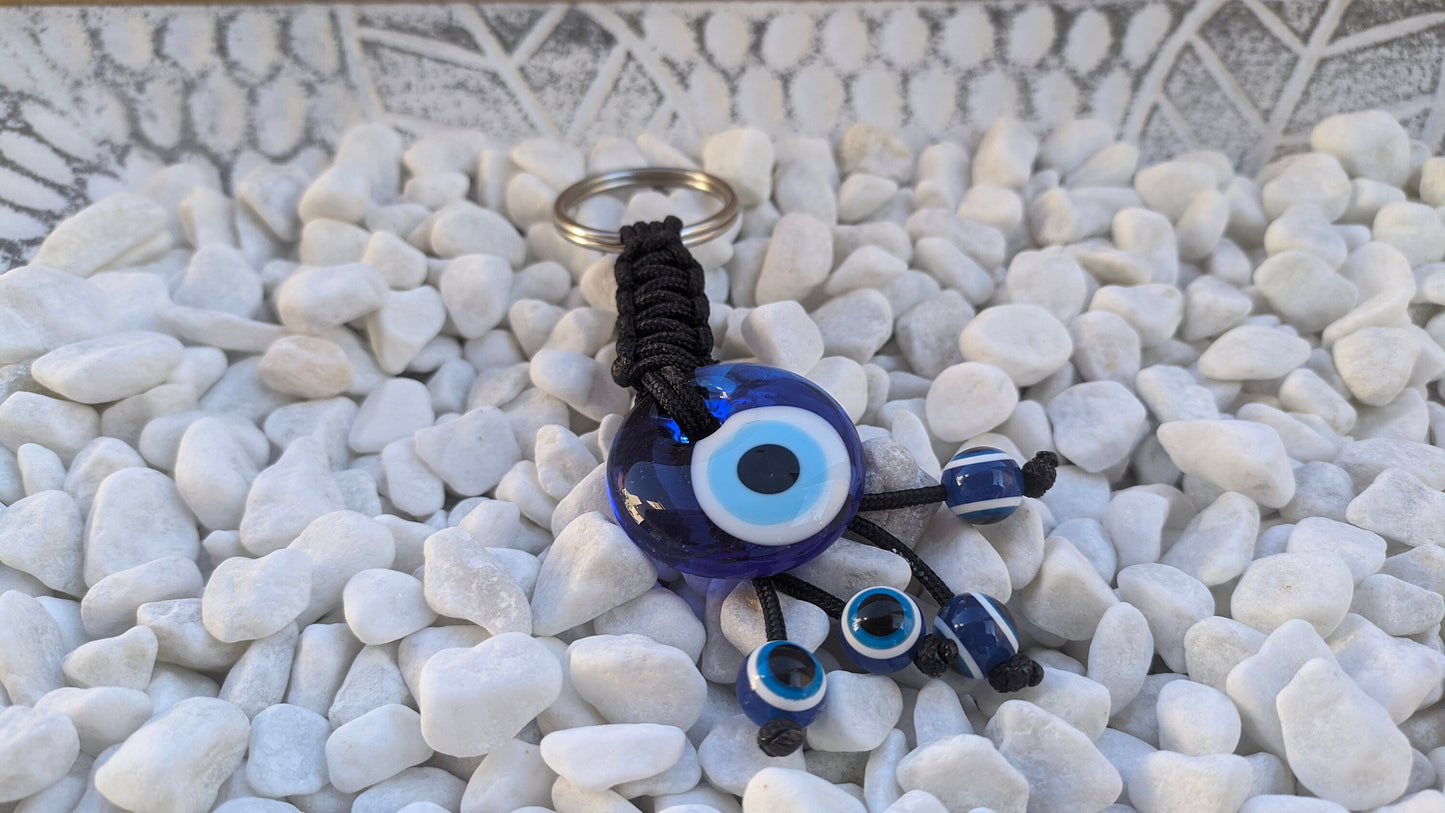 Glass Evil eye keychain, Car keyring, Greek gift