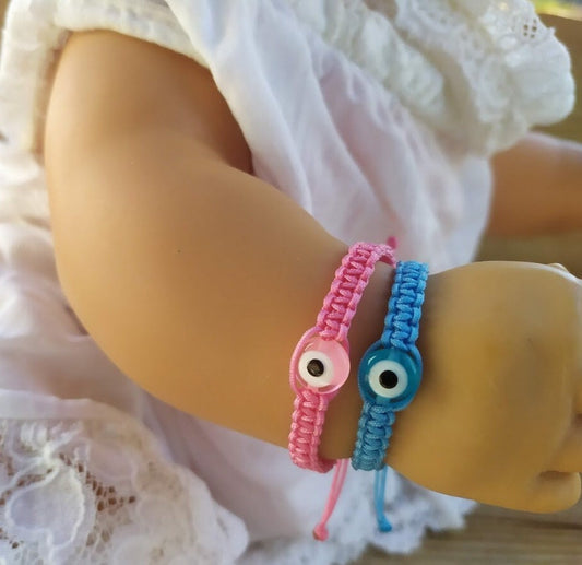 Evil eye baby protection bracelet - new born gift - Pink - Blue & Fluo pink