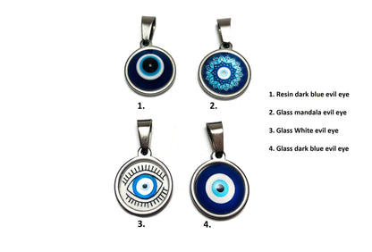 Evil Eye Pendant Necklace - Greek Pendant - Glass Evil Charm