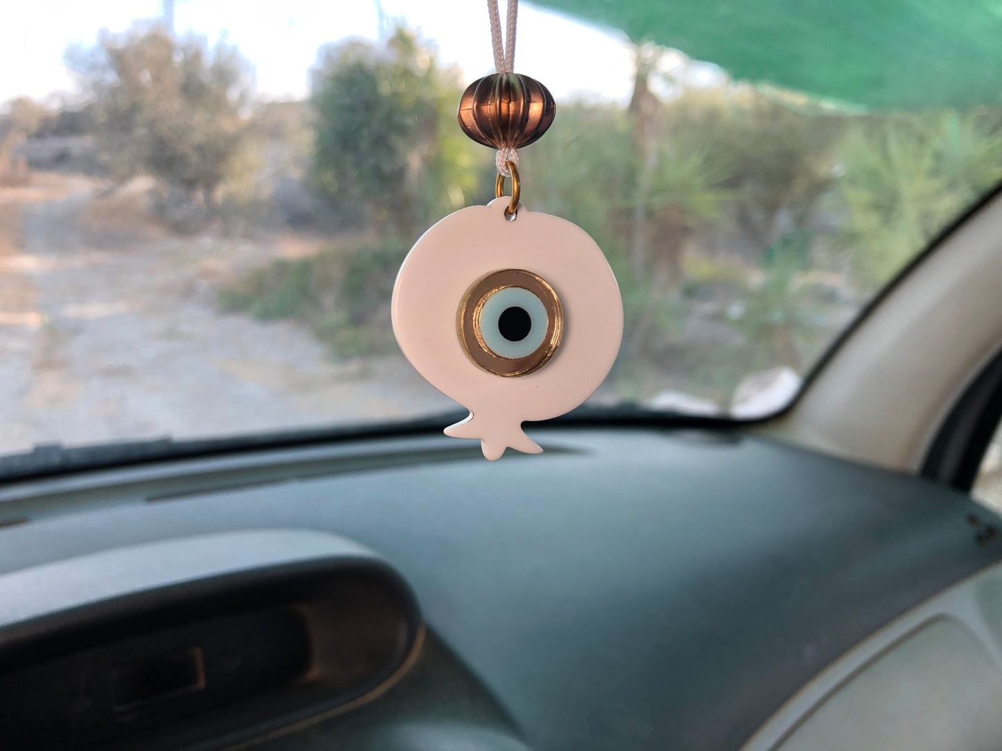 Evil eye pomegranate car mirror charm - Car accessories